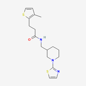 molecular formula C17H23N3OS2 B2485567 3-(3-甲硫噻吩-2-基)-N-((1-(噻唑-2-基)哌啶-3-基)甲基)丙酰胺 CAS No. 1706285-01-9