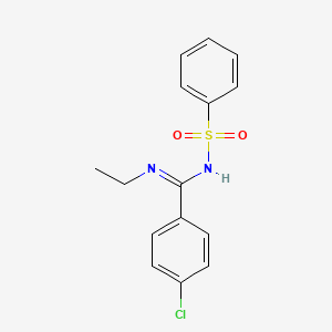molecular formula C15H15ClN2O2S B2485570 (E)-4-氯-N-乙基-N'-(苯基磺酰)苯并咪唑酰胺 CAS No. 833437-28-8