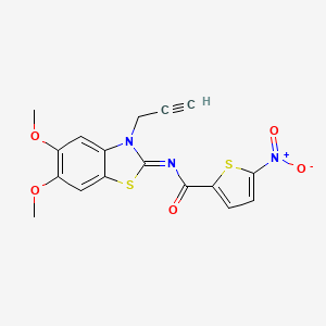 molecular formula C17H13N3O5S2 B2485571 N-(5,6-二甲氧基-3-丙-2-炔基-1,3-苯并噻唑-2-基亚)烯-5-硝基噻吩-2-甲酰胺 CAS No. 895455-72-8