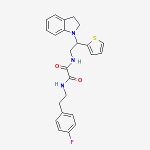 molecular formula C24H24FN3O2S B2485581 N1-(4-fluorophenethyl)-N2-(2-(indolin-1-yl)-2-(thiophen-2-yl)ethyl)oxalamide CAS No. 898424-11-8