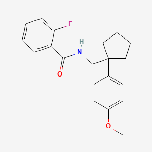 molecular formula C20H22FNO2 B2485584 2-fluoro-N-((1-(4-methoxyphenyl)cyclopentyl)methyl)benzamide CAS No. 1091474-04-2