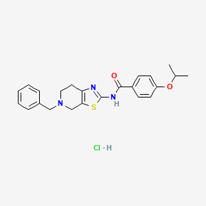 molecular formula C23H26ClN3O2S B2485593 N-(5-benzyl-4,5,6,7-tetrahydrothiazolo[5,4-c]pyridin-2-yl)-4-isopropoxybenzamide hydrochloride CAS No. 1189487-14-6