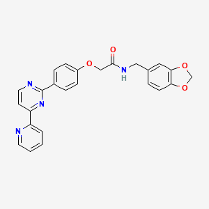 molecular formula C25H20N4O4 B2485596 N-(1,3-benzodioxol-5-ylmethyl)-2-{4-[4-(2-pyridinyl)-2-pyrimidinyl]phenoxy}acetamide CAS No. 478034-04-7