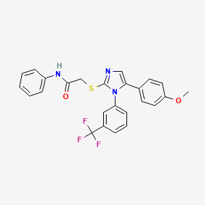 molecular formula C25H20F3N3O2S B2485611 2-((5-(4-methoxyphenyl)-1-(3-(trifluoromethyl)phenyl)-1H-imidazol-2-yl)thio)-N-phenylacetamide CAS No. 1226455-57-7