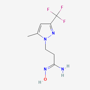 molecular formula C8H11F3N4O B2485616 (1E)-N'-hydroxy-3-[5-methyl-3-(trifluoromethyl)-1H-pyrazol-1-yl]propanimidamide CAS No. 1006353-07-6