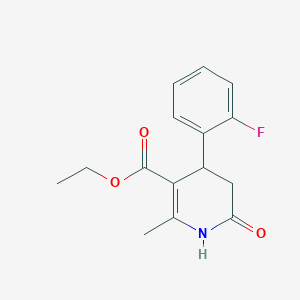 molecular formula C15H16FNO3 B2485621 Ethyl 4-(2-fluorophenyl)-2-methyl-6-oxo-1,4,5,6-tetrahydro-3-pyridinecarboxylate CAS No. 303139-43-7