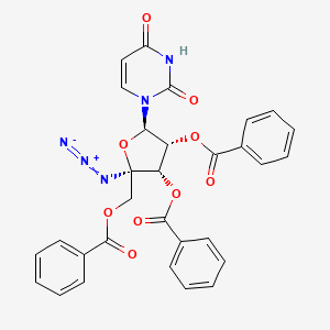 molecular formula C30H23N5O9 B2485624 (2R,3S,4R,5R)-2-azido-2-((benzoyloxy)methyl)-5-(2,4-dioxo-3,4-dihydropyrimidin-1(2H)-yl)tetrahydrofuran-3,4-diyl dibenzoate CAS No. 1365255-42-0