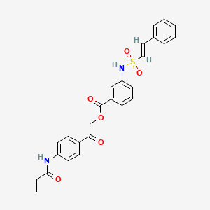 [2-oxo-2-[4-(propanoylamino)phenyl]ethyl] 3-[[(E)-2-phenylethenyl]sulfonylamino]benzoate