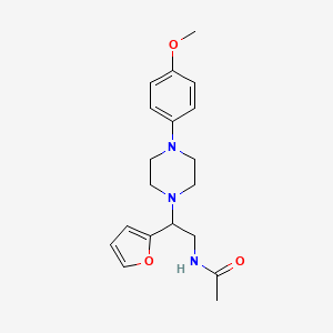 molecular formula C19H25N3O3 B2485704 N-(2-(furan-2-yl)-2-(4-(4-methoxyphenyl)piperazin-1-yl)ethyl)acetamide CAS No. 877647-58-0