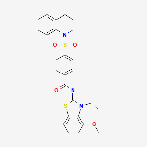 molecular formula C27H27N3O4S2 B2485710 (Z)-4-((3,4-dihydroquinolin-1(2H)-yl)sulfonyl)-N-(4-ethoxy-3-ethylbenzo[d]thiazol-2(3H)-ylidene)benzamide CAS No. 533869-07-7