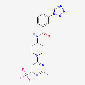 molecular formula C19H19F3N8O B2485711 N-(1-(2-methyl-6-(trifluoromethyl)pyrimidin-4-yl)piperidin-4-yl)-3-(1H-tetrazol-1-yl)benzamide CAS No. 2034598-41-7
