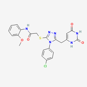 molecular formula C22H19ClN6O4S B2485715 2-((4-(4-氯苯基)-5-((2,6-二氧-1,2,3,6-四氢嘧啶-4-基)甲基)-4H-1,2,4-三唑-3-基)硫)-N-(2-甲氧基苯基)乙酰胺 CAS No. 852154-83-7