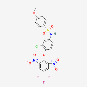 molecular formula C20H13ClF3N3O8S B2485722 N-(3-Chloro-4-(2,6-dinitro-4-(trifluoromethyl)phenoxy)phenyl)-4-methoxybenzenesulfonamide CAS No. 338413-21-1