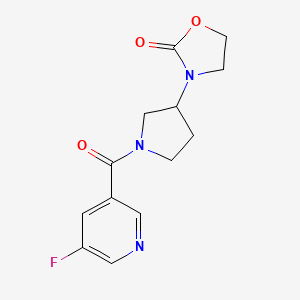 molecular formula C13H14FN3O3 B2485746 3-[1-(5-Fluoropyridine-3-carbonyl)pyrrolidin-3-yl]-1,3-oxazolidin-2-one CAS No. 2097894-29-4