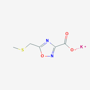 molecular formula C5H5KN2O3S B2485748 Potassium;5-(methylsulfanylmethyl)-1,2,4-oxadiazole-3-carboxylate CAS No. 2377035-77-1