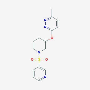 molecular formula C15H18N4O3S B2485749 3-Methyl-6-((1-(pyridin-3-ylsulfonyl)piperidin-3-yl)oxy)pyridazine CAS No. 2034472-95-0