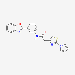 molecular formula C22H16N4O2S B2485752 2-(2-(1H-pyrrol-1-yl)thiazol-4-yl)-N-(3-(benzo[d]oxazol-2-yl)phenyl)acetamide CAS No. 1172697-40-3