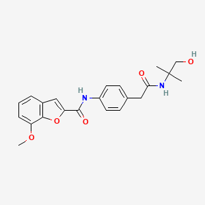 molecular formula C22H24N2O5 B2485754 N-(4-(2-((1-hydroxy-2-methylpropan-2-yl)amino)-2-oxoethyl)phenyl)-7-methoxybenzofuran-2-carboxamide CAS No. 1235101-22-0