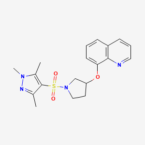 8-((1-((1,3,5-trimethyl-1H-pyrazol-4-yl)sulfonyl)pyrrolidin-3-yl)oxy)quinoline