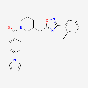 (4-(1H-pyrrol-1-yl)phenyl)(3-((3-(o-tolyl)-1,2,4-oxadiazol-5-yl)methyl)piperidin-1-yl)methanone