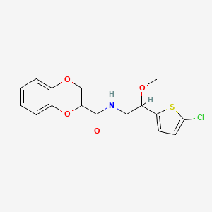 molecular formula C16H16ClNO4S B2485771 N-(2-(5-chlorothiophen-2-yl)-2-methoxyethyl)-2,3-dihydrobenzo[b][1,4]dioxine-2-carboxamide CAS No. 2034442-70-9