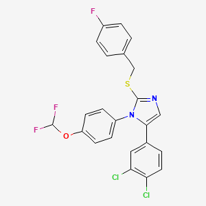 molecular formula C23H15Cl2F3N2OS B2485773 5-(3,4-dichlorophenyl)-1-(4-(difluoromethoxy)phenyl)-2-((4-fluorobenzyl)thio)-1H-imidazole CAS No. 1226428-58-5