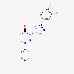 molecular formula C19H12ClFN4O2 B2485781 4-cyano-N-[2-(propylsulfonyl)-1,3-benzothiazol-6-yl]benzenesulfonamide CAS No. 1113122-52-3