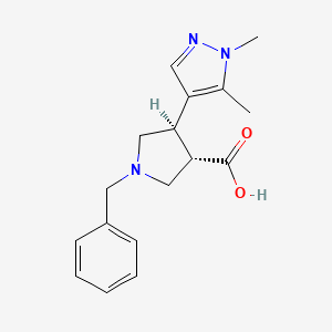 molecular formula C17H21N3O2 B2485795 rac-(3R,4S)-1-苄基-4-(1,5-二甲基-1H-吡唑-4-基)吡咯烷-3-羧酸, 反式 CAS No. 1969288-27-4