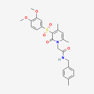 molecular formula C25H28N2O6S B2485801 2-(3-((3,4-dimethoxyphenyl)sulfonyl)-4,6-dimethyl-2-oxopyridin-1(2H)-yl)-N-(4-methylbenzyl)acetamide CAS No. 946253-49-2