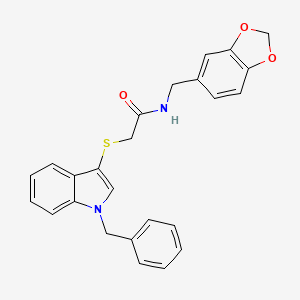 molecular formula C25H22N2O3S B2485802 N-(benzo[d][1,3]dioxol-5-ylmethyl)-2-((1-benzyl-1H-indol-3-yl)thio)acetamide CAS No. 851412-27-6