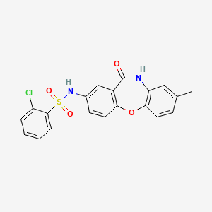 molecular formula C20H15ClN2O4S B2485803 2-chloro-N-(8-methyl-11-oxo-10,11-dihydrodibenzo[b,f][1,4]oxazepin-2-yl)benzenesulfonamide CAS No. 921897-63-4