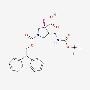 molecular formula C26H29FN2O6 B2485804 (3S,4R)-1-(9H-Fluoren-9-ylmethoxycarbonyl)-3-fluoro-4-[[(2-methylpropan-2-yl)oxycarbonylamino]methyl]pyrrolidine-3-carboxylic acid CAS No. 2305202-85-9