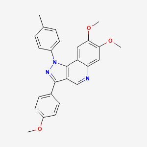 molecular formula C26H23N3O3 B2485816 7,8-dimethoxy-3-(4-methoxyphenyl)-1-(4-methylphenyl)-1H-pyrazolo[4,3-c]quinoline CAS No. 932541-37-2
