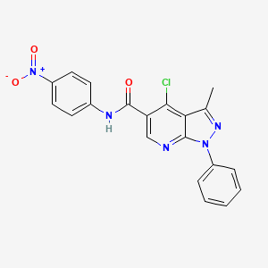 molecular formula C20H14ClN5O3 B2485822 4-chloro-3-methyl-N-(4-nitrophenyl)-1-phenyl-1H-pyrazolo[3,4-b]pyridine-5-carboxamide CAS No. 899952-79-5