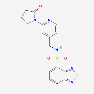 molecular formula C16H15N5O3S2 B2485823 N-((2-(2-oxopyrrolidin-1-yl)pyridin-4-yl)methyl)benzo[c][1,2,5]thiadiazole-4-sulfonamide CAS No. 2034568-60-8