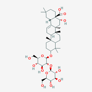 molecular formula C42H68O14 B2485837 (4Ar,5R,6aS,6bR,12aR,14bS)-10-[(2R,3R,4S,5S,6R)-4,5-dihydroxy-6-(hydroxymethyl)-3-[(2S,3R,4S,5S,6R)-3,4,5-trihydroxy-6-(hydroxymethyl)oxan-2-yl]oxyoxan-2-yl]oxy-5-hydroxy-2,2,6a,6b,9,9,12a-heptamethyl-1,3,4,5,6,6a,7,8,8a,10,11,12,13,14b-tetradecahydropicene-4a-carboxylic acid CAS No. 158511-61-6