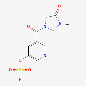 molecular formula C10H10FN3O5S B2485839 3-Fluorosulfonyloxy-5-(3-methyl-4-oxoimidazolidine-1-carbonyl)pyridine CAS No. 2418668-60-5