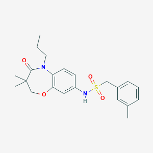 molecular formula C22H28N2O4S B2485841 N-(3,3-dimethyl-4-oxo-5-propyl-2,3,4,5-tetrahydrobenzo[b][1,4]oxazepin-8-yl)-1-(m-tolyl)methanesulfonamide CAS No. 921997-79-7