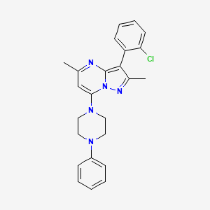 molecular formula C24H24ClN5 B2485850 3-(2-Chlorophenyl)-2,5-dimethyl-7-(4-phenylpiperazin-1-yl)pyrazolo[1,5-a]pyrimidine CAS No. 890633-84-8