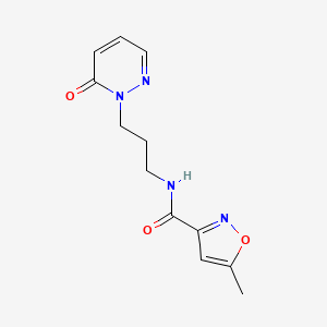 molecular formula C12H14N4O3 B2485866 5-methyl-N-(3-(6-oxopyridazin-1(6H)-yl)propyl)isoxazole-3-carboxamide CAS No. 1206997-19-4
