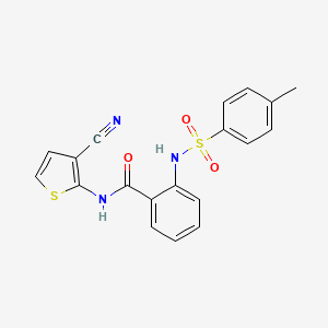 molecular formula C19H15N3O3S2 B2485870 N-(3-cyanothiophen-2-yl)-2-[(4-methylphenyl)sulfonylamino]benzamide CAS No. 921081-14-3