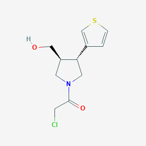 molecular formula C11H14ClNO2S B2485875 2-Chloro-1-[(3S,4R)-3-(hydroxymethyl)-4-thiophen-3-ylpyrrolidin-1-yl]ethanone CAS No. 2411179-41-2