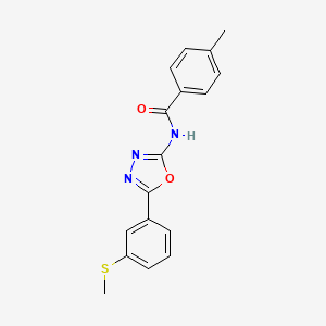 molecular formula C17H15N3O2S B2485883 4-methyl-N-[5-(3-methylsulfanylphenyl)-1,3,4-oxadiazol-2-yl]benzamide CAS No. 886911-93-9