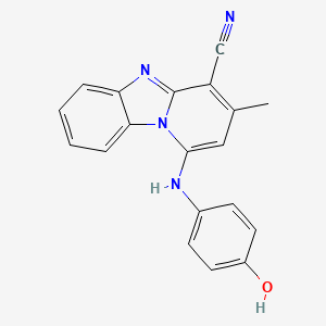 molecular formula C19H14N4O B2485888 1-(4-Hydroxyanilino)-3-methylpyrido(1,2-A)benzimidazole-4-carbonitrile CAS No. 305333-73-7