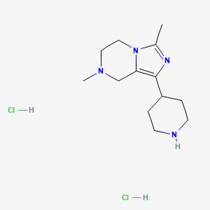 molecular formula C13H24Cl2N4 B2485899 3,7-Dimethyl-1-piperidin-4-yl-6,8-dihydro-5H-imidazo[1,5-a]pyrazine;dihydrochloride CAS No. 2361645-27-2