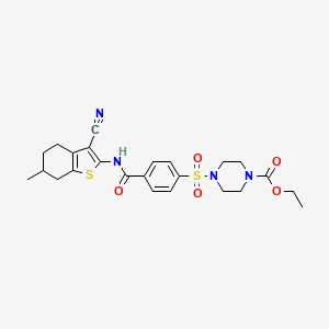 Ethyl 4-((4-((3-cyano-6-methyl-4,5,6,7-tetrahydrobenzo[b]thiophen-2-yl)carbamoyl)phenyl)sulfonyl)piperazine-1-carboxylate