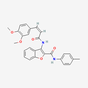 (Z)-3-(3-(3,4-dimethoxyphenyl)acrylamido)-N-(p-tolyl)benzofuran-2-carboxamide