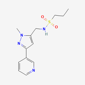 molecular formula C13H18N4O2S B2485926 N-((1-methyl-3-(pyridin-3-yl)-1H-pyrazol-5-yl)methyl)propane-1-sulfonamide CAS No. 2034511-37-8