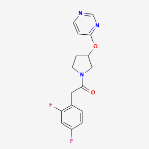 molecular formula C16H15F2N3O2 B2485942 2-(2,4-Difluorophenyl)-1-(3-(pyrimidin-4-yloxy)pyrrolidin-1-yl)ethanone CAS No. 2034360-99-9