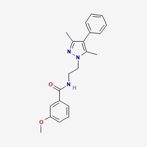 molecular formula C21H23N3O2 B2485944 N-(2-(3,5-dimethyl-4-phenyl-1H-pyrazol-1-yl)ethyl)-3-methoxybenzamide CAS No. 2034505-61-6